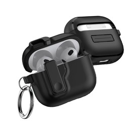 ARGOO Funda para AirPods 4 Generacion Cierre Magnético Expulsión Automática, Case Protector TPU Rígido con Cierre de Seguridad, Estuche Resistente a Golpes y Arañazos(Negro)