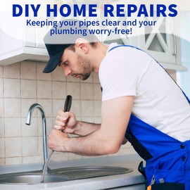 Measupro Metal Plumbers Snake for Drains, Sink, Pipe | 10 ft Small Thin Drain Snake Tool for Kitchen, Bathroom RV Toilet, AC Drain Line Unclogger