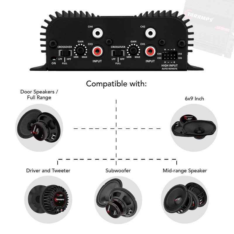 Taramps TS 400x4 Black Car Audio Amplifier - 400W RMS