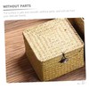 BUGUUYO 1pc Natural Seaweed Woven Storage Box Lid Square Desktop