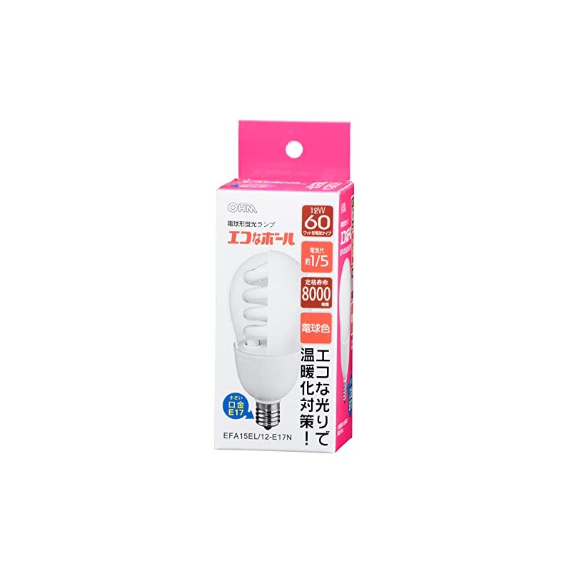 Eco Ball 60W Base E17 Bulb Color EFA15EL/12E17N EFA15EL/12-E17N