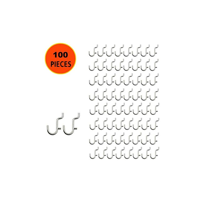 i-FKM 100PCS Metal Pegboard J Hook Accessories Peg Board Wall