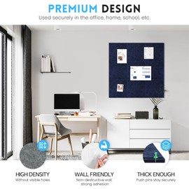 Large Cork Bulletin Board Alternative 36"x24", 6 Pack Felt CorkBoard Tiles for Office Wall with 50 Pushpins, Wall-Friendly Pin Board for Office Home School, Decorative & Noise Reduction