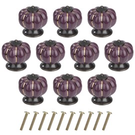 MengH-SHOP Cabinet Knobs Pumpkin Drawer Knobs Ceramic Furniture Knob with Alloy Screw for Cupboard Drawer Kitchen Pack of 10 Purple