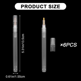 Yuanan Acrylic Paint Markers,6 Pcs Empty Markers, Fillable Paint Touch Up Pen, Round Tilted Flat Head Refillable Paints Marker for Touch Up Graffiti Paper Drawing