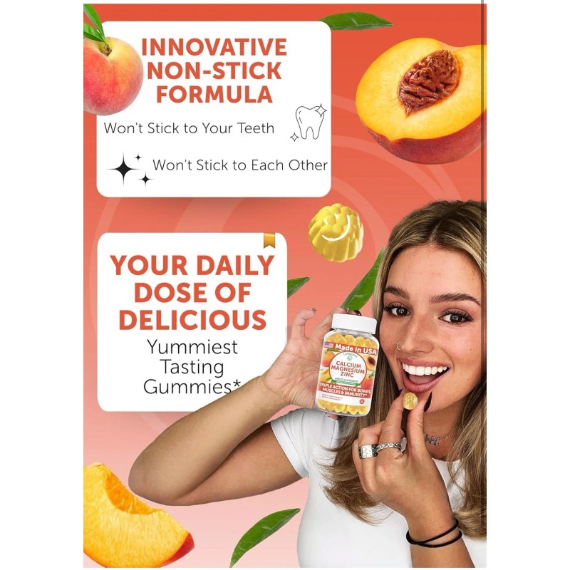 Lunakai USA Made Calcium Gummies with Magnesium, Zinc, Vitamin D3