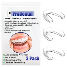 ProDental Thin and Trim Mouth Guard for Grinding Teeth – 3 Pack, Made in USA, Night Guard for Bruxism - Teeth Clenching, Use as Customizable Teeth Whitening Tray