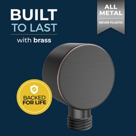 HammerHead Showers All Metal Drop Ell Wall Mount Elbow, 1/2" Shower Hose Connector, Round Handheld Shower Head Elbow Adapter, Shower Drop, Oil Rubbed Bronze