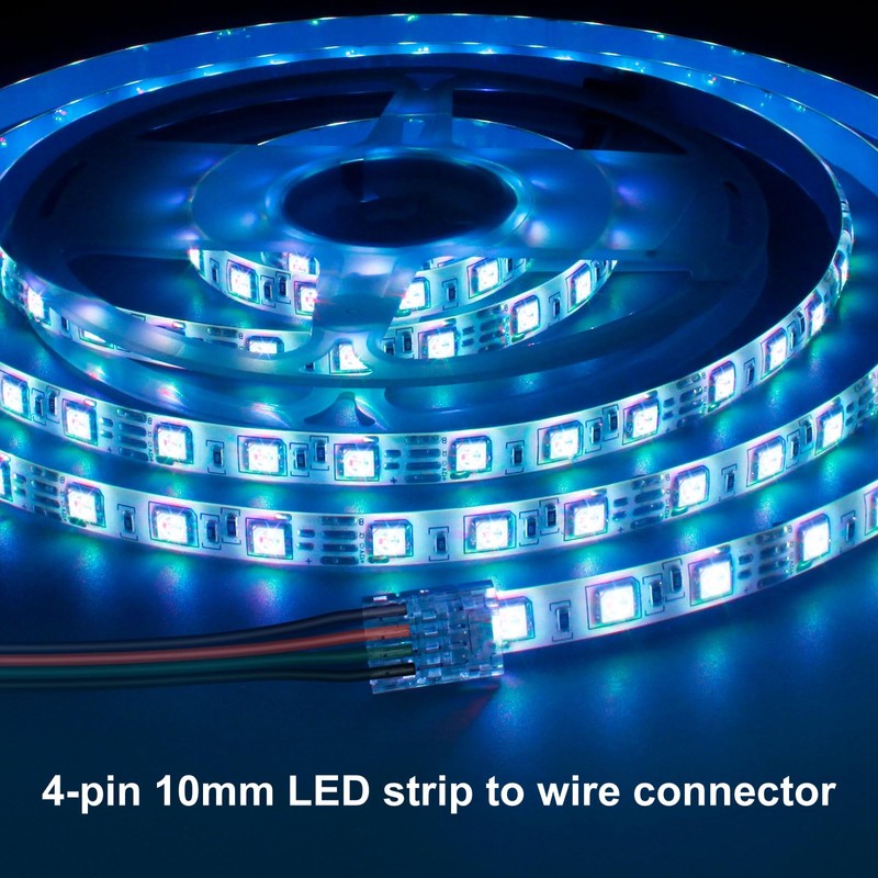 RGBZONE 25Pcs 4 Pin 10mm LED Connectors Gapless Solderless LED