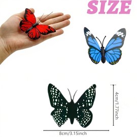 Caiumai Artificial Butterfly Decorative Wall Bouquet - 40PCS 3D Realistic Flower Butterfly Adhesive, Suitable for Weddings, Parties, Birthdays, and Home Decoration (Colored Luminous 40pcs)