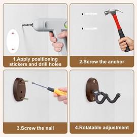 New bee Guitar Wall Mount, Guitar Hanger Wall Hook Holder Stand Bracket with Screws, Guitar Wall Hangers Fits All Size Ukulele Guitars Bass Mandolin Banjo