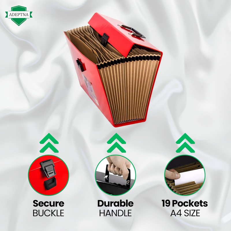 ADEPTNA Highly Durable 19 Pocket Expanding Box File Organiser A4
