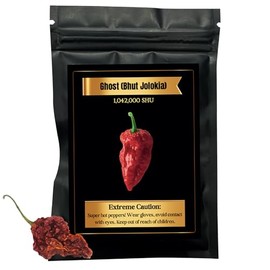 Hot Ghost Peppers, Dried Whole Pods Bhut Jolokia, Super Hot 1,000,000+ SHU For Cooking (30/Pack), 1 Pack