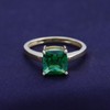 AFFY 7MM Cushion-Cut Simulated Green Emerald Solitaire Ring in 14k