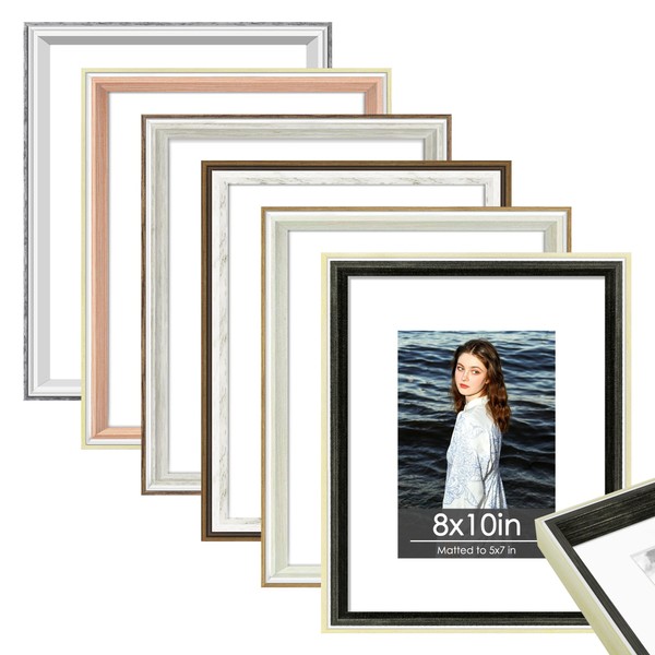 Abtgt 8x10 Picture Frame Set of 6, Rustic Retro Photo