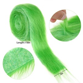 Faux Fox Fur Fabric Shaggy White 2 Inch x 6Yard Faux Fur Trim Ribbon Christmas Trimming Faux Fur Fabric Roll for Christmas Tree Decor or DIY Craft Costume (2 inch x 118 inch, Green)