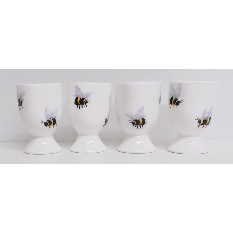 Bees Egg Cups Set of 6 Fine Bone China Bumblebee