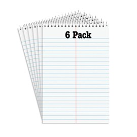 Steno Pads Notebooks, Top Bound Spiral Steno Book -Stenos Note Pads Gregg Ruled, White, 80 Sheets Per Steno Notepad - 6 x 9 Inch - Great for Note-taking and Making To-do Lists - 6 Pack