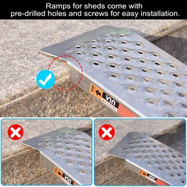 VNN Aluminum Shed Ramp 2PCS - 4' Long Loading Ramp for Riding Mower, Lightweight Sturdy Anti-Slip Ramps with Punch Plate Surface, 880 lbs Capacity for Lawn Mower, ATV,Motorcycle- 8" Wide, 4' Long