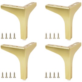 Zythrem 13cm / 5 Inch Metal Furniture Legs Set of 4 Gold Furniture Legs for Cabinet Heavy Duty Sofa Legs Modern Style Sofa Legs Triangle Furniture Feet DIY Replacement for Table Chair Bed Ottoman