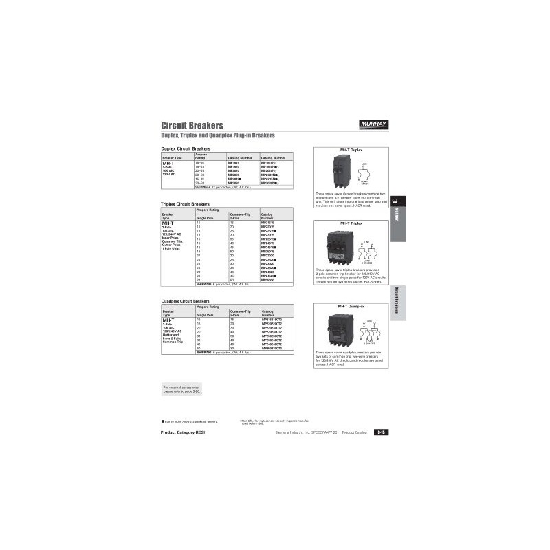 Murray MP1515 Two 15-Amp Single Pole 120-Volt Non-Current Limiting Circuit