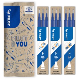 PILOT FriXion Refills 0.5 - Colour Blue - FriXion Refills with Erasable Ink - Compatible with FriXion Ball & FriXion Clicker 0.5 - Fine Strength - Gel Rollerball Refill, 1 Piece (Pack of 3)