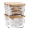 2 Packs Square Q Tip Holder with Lid Clear Plastic