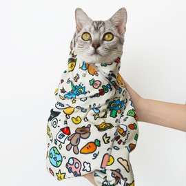 JPTECY Cat Wrap for Cutting Nails Large Size 35.4in Self-Adhesive Cat Grooming Wrap Cat Nail Clipper Hammock Cat Restraint for Nail Clipping Cat Grooming Supplies(Under 20lbs)