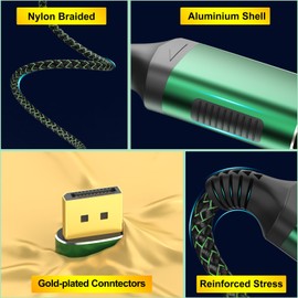 FEMORO DisplayPort Cable 2.1 6FT 2 Pack, Display Port Cables 16K@60Hz 8K@120Hz 4K@240Hz, DP to DP Cord 80Gbps Support HDR10 HDCP DSC 1.2a Compatible FreeSync G-Sync Video Gaming Monitor Graphics Card