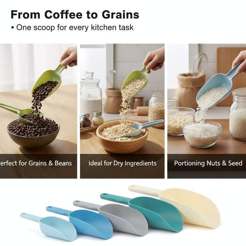 Plastic Flour Scoops, Pet Food Scoops Plastic Pack of 5,