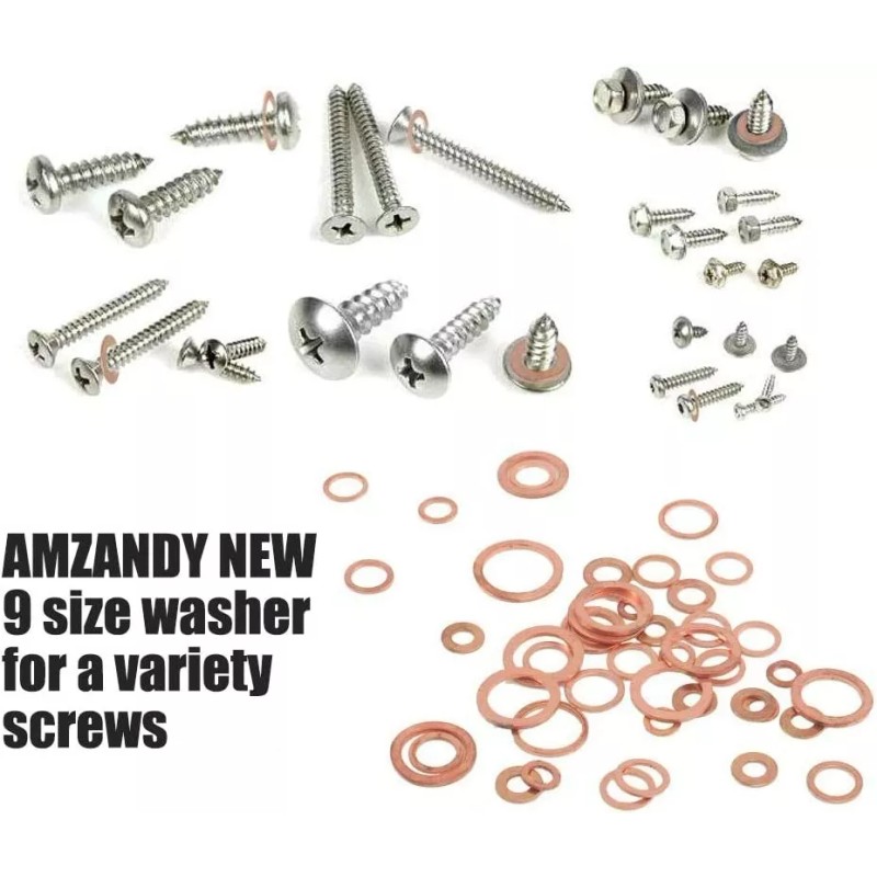 L&T 200pcs/set Purple Copper Washer Sealing Ring Gasket Flat