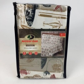 Mossy Oak 2 Pack Standard Pillowcases 20 x 30” Beige Fish Salmon Cabin Lodge New