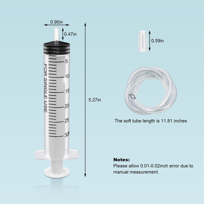30 Pack 30ml Plastic Syringe, Syringe Tools Individually Wrapped with
