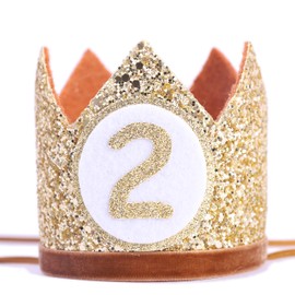 WAHAWU Baby Crown for 2st Birthday - Second Birthday Party Decoration, Glitter Crown Hat