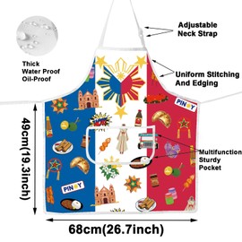 MYSOMY Filipino Kitchen Apron Philippines Kitchen Apron Filipino Mom Apron Filipino Chef Gift Philippines Filipino Flag Apron (blue white red UK1)