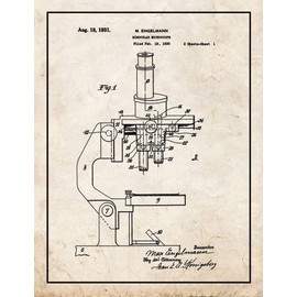 Binocular Microscope Patent Print Old Look with Border (24" x 36") M12433