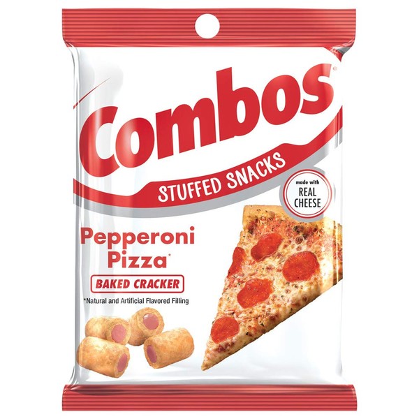 COMBOS Pepperoni Pizza Cracker Baked Snacks 6.3-Ounce Bag (Pack of 12)