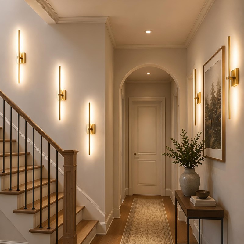 JUSHENG 5000mAh Battery Operated Wall Sconce, 3000K/4000K/6000K Dimmable Brass Cordless
