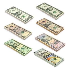 Scratch Lover Money Bundle - Real Size 175 Banknotes with 7 Bats of $1, 2, 5, 10, 20, 50 and 100 - Toy and Game for Adults