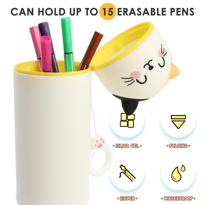 MHwan Pencil Case with Cute Soft Handles, Spotted Cat, Fashion