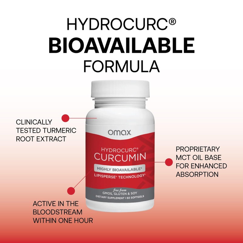 Omax3 HydroCurc Turmeric Curcumin Softgels – Highly Bioavailable, Nanoparticle Potency