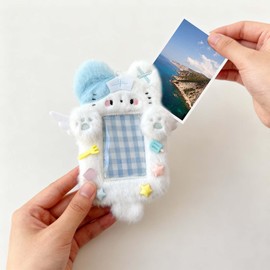Kitten Nurse-Theme Photocard Holder with Clear Window -2 Pieces Plush Badge Case for Student Cards, ID, Bus Card & More