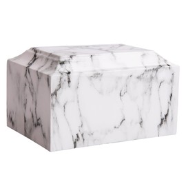 MAKEY'S White Classic Cultured Marble Cremation Urn for Human Ashes Adult Male/Female, Professional Decorative Cremation Urn for Ashes