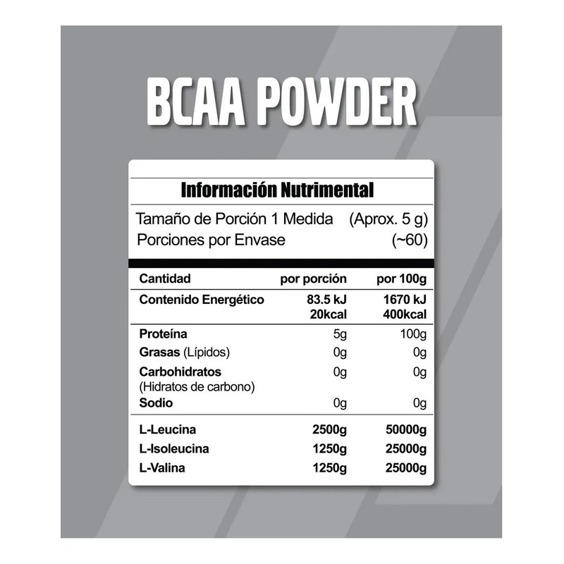 Bcaa Powder Meta Nutrition 300 Gramos 60 Servicios Sabor Sin
