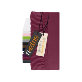 npluseins 1544.2231 Fitted Sheet 100% Cotton 120 x 200 cm Bordeaux