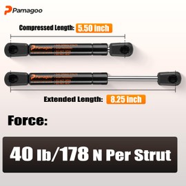 PAMAGOO SX082P20 8.5 inch 40 lbs 178 N Gas Struts, 2 pcs 8" Prop Shocks for Truck Pickup Tool Box, Sentry Safe Door, RV Overhead Cabinet Door, Toy Box Door Spring