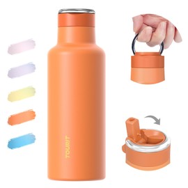 TOURIT 20oz Insulated Stainless Steel Water Bottle with Straw & Handle, Double Wall Vacuum Leakproof BPA-Free Thermos for Sports Travel, Blue