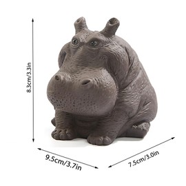 Yosoo Handcrafted Hippo Figurine, Clay Ceramic Tea Pet Sculpture, Symbolizes Prosperity and Blessings for Home and Office Decor