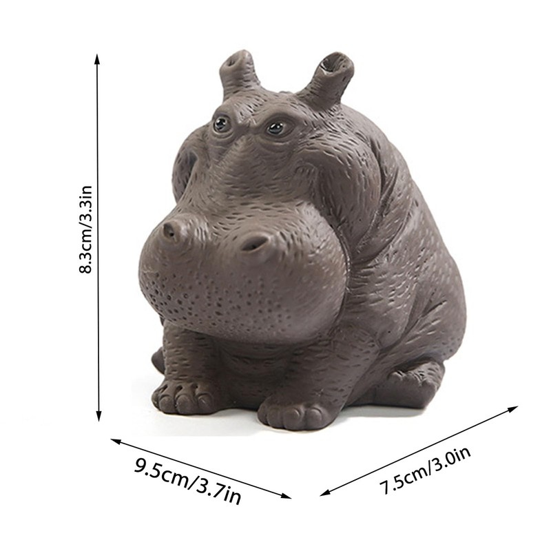 Yosoo Handcrafted Hippo Figurine, Clay Ceramic Tea Pet Sculpture, Symbolizes