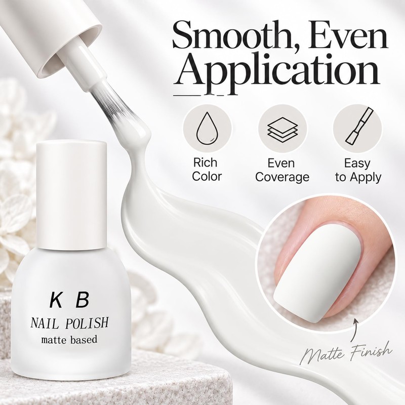 10 mL Matte White Nail Polish, Air Dry, No UV